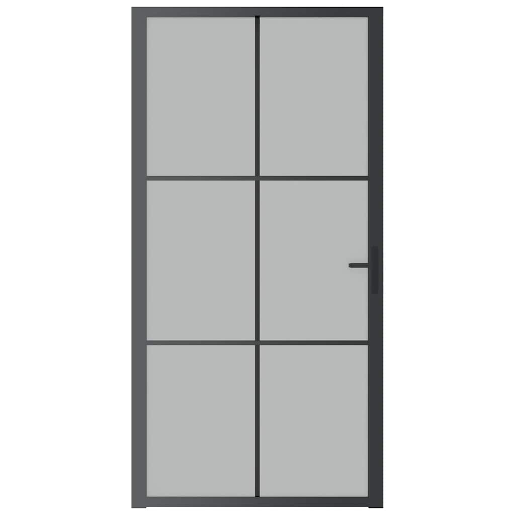 vidaXL Drzwi wewnętrzne, 102,5x201,5 cm, czarne, szkło i aluminium