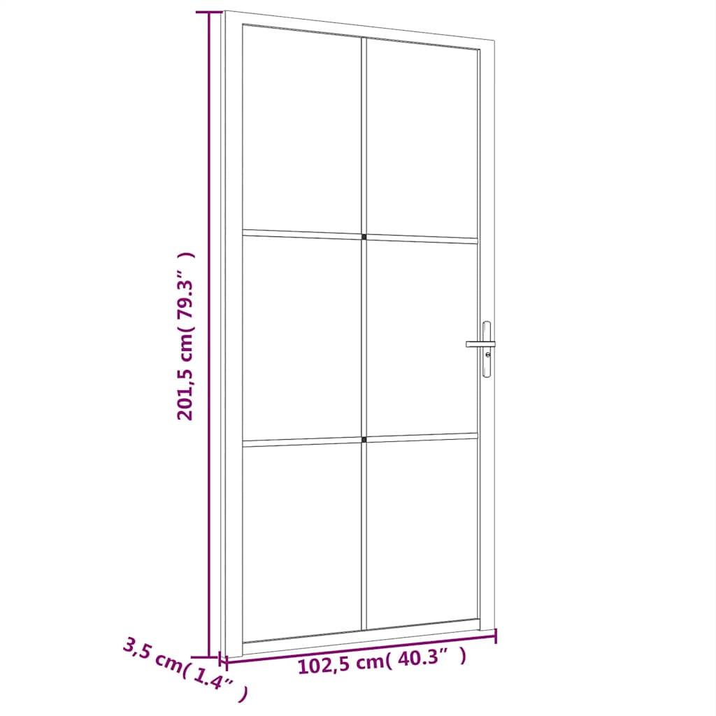 vidaXL Drzwi wewnętrzne, 102,5x201,5 cm, czarne, szkło i aluminium