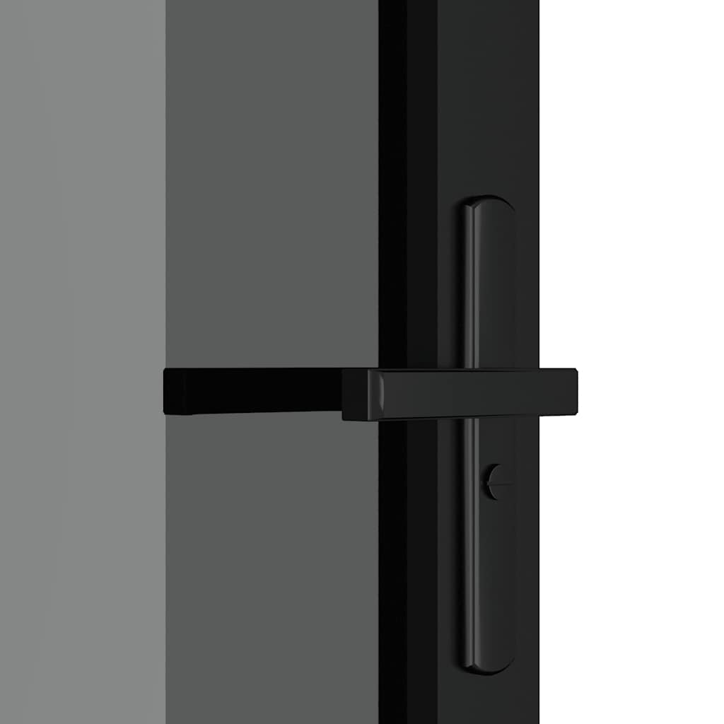 vidaXL Drzwi wewnętrzne, 76x201,5 cm, czarne, szkło ESG i aluminium