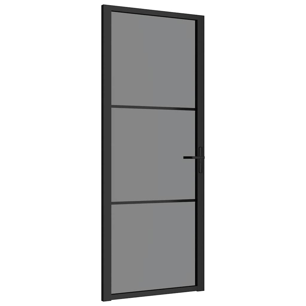 vidaXL Drzwi wewnętrzne, 83x201,5 cm, czarne, szkło ESG i aluminium