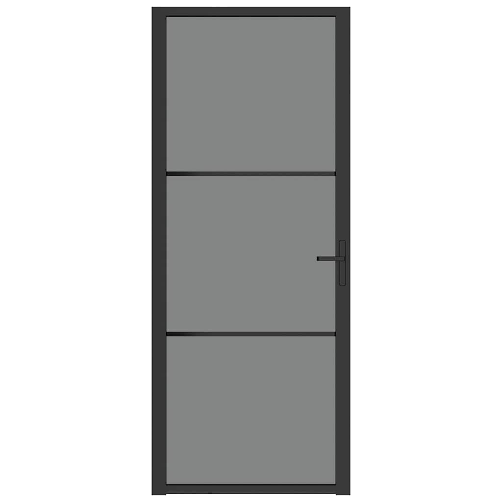 vidaXL Drzwi wewnętrzne, 83x201,5 cm, czarne, szkło ESG i aluminium