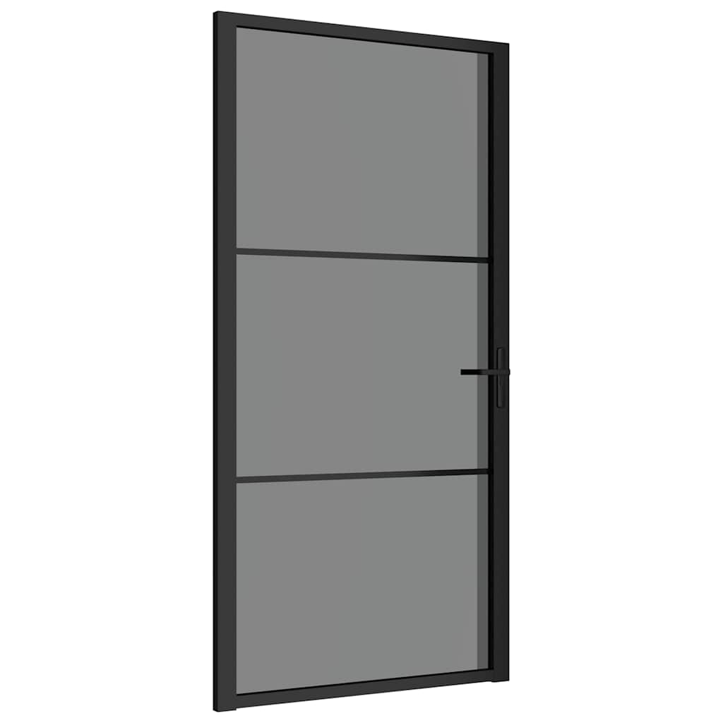 vidaXL Drzwi wewnętrzne, 102,5x201,5 cm, czarne, szkło ESG i aluminium