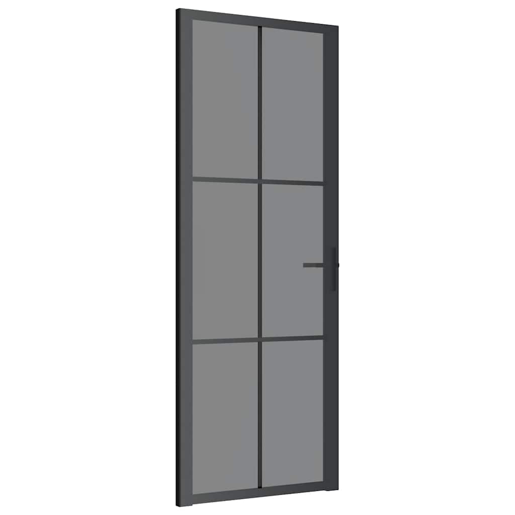 vidaXL Drzwi wewnętrzne, 76x201,5 cm, czarne, szkło ESG i aluminium