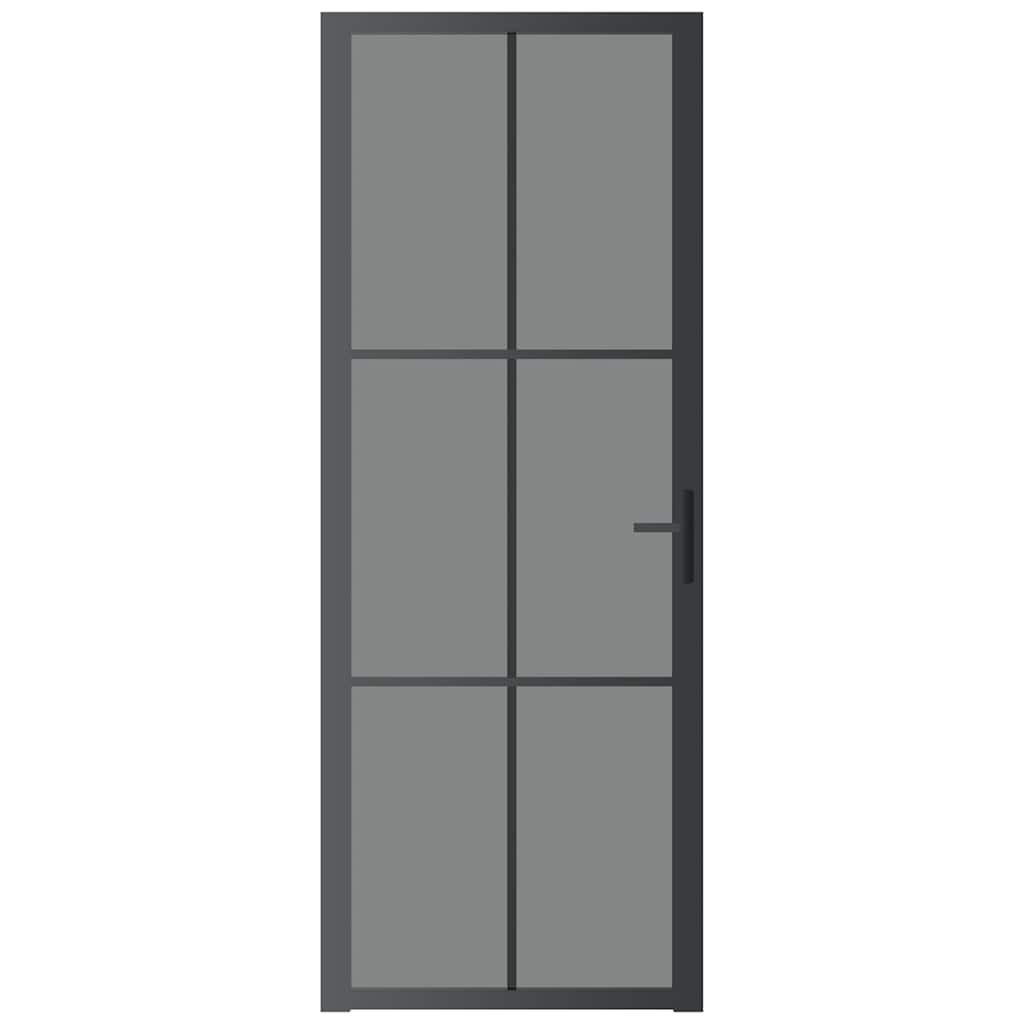 vidaXL Drzwi wewnętrzne, 76x201,5 cm, czarne, szkło ESG i aluminium