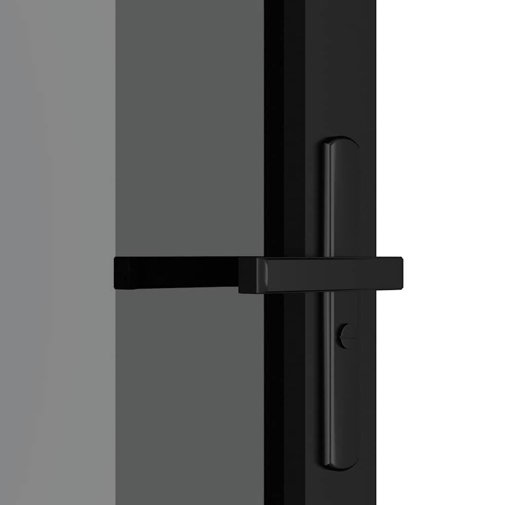 vidaXL Drzwi wewnętrzne, 76x201,5 cm, czarne, szkło ESG i aluminium