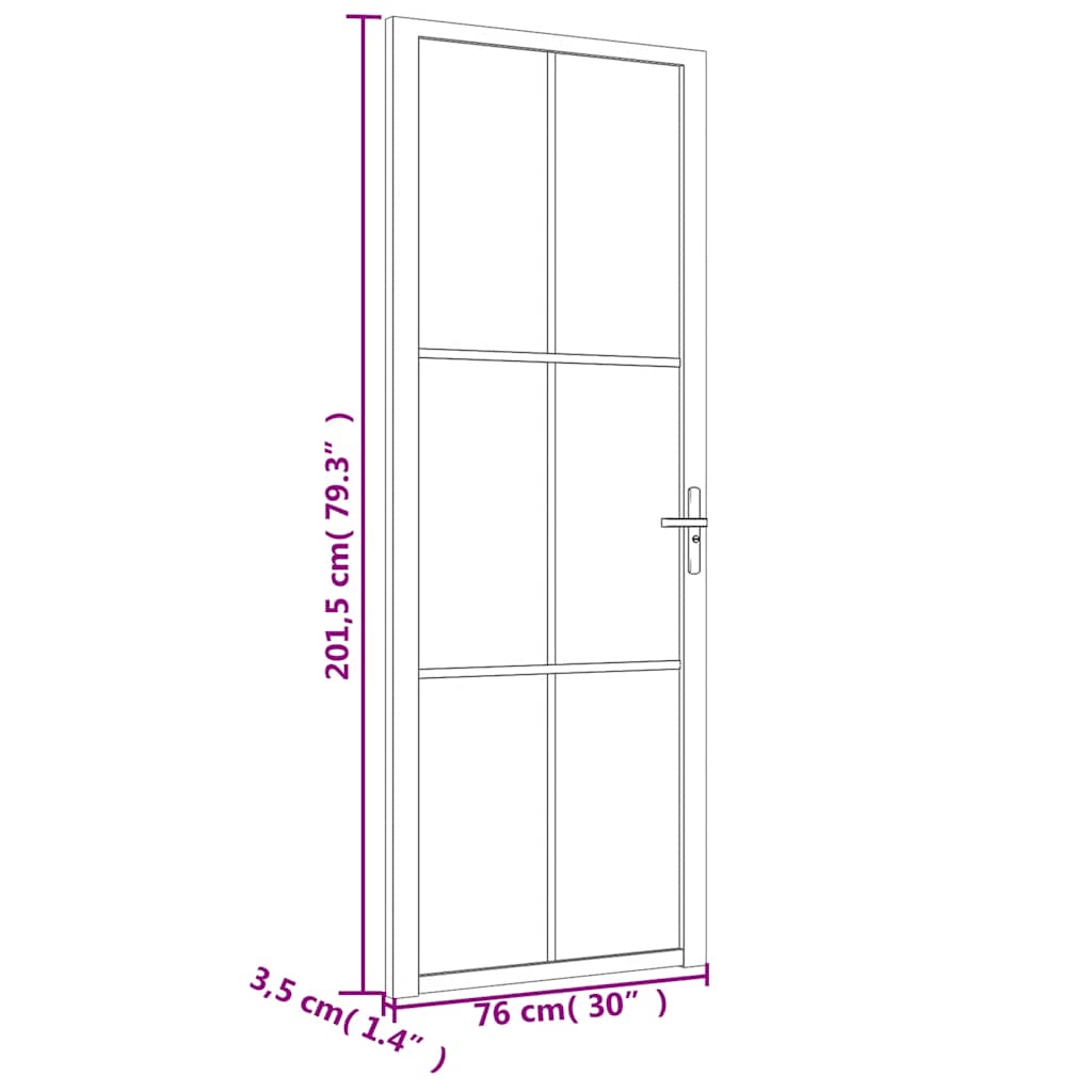 vidaXL Drzwi wewnętrzne, 76x201,5 cm, czarne, szkło ESG i aluminium