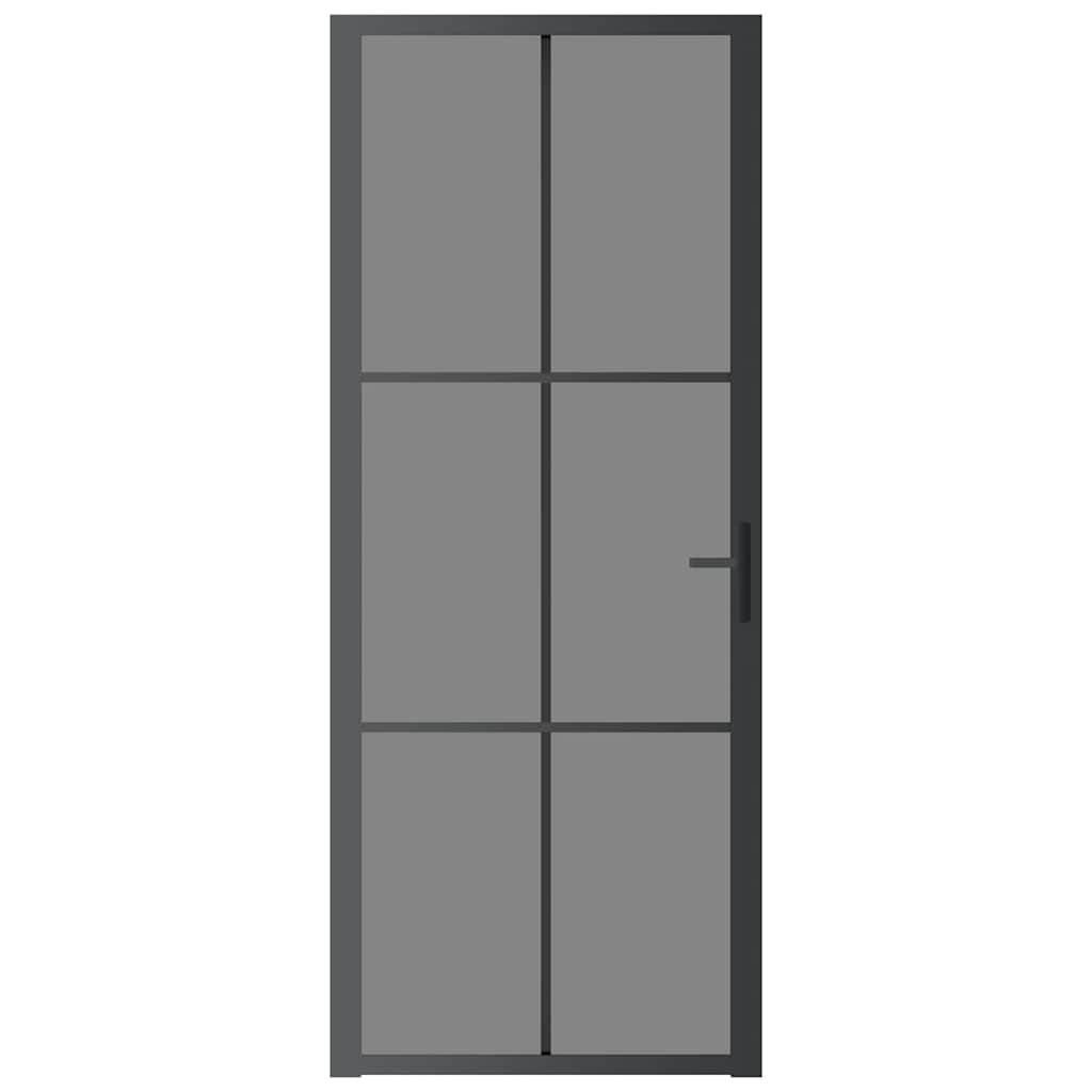 vidaXL Drzwi wewnętrzne, 83x201,5 cm, czarne, szkło ESG i aluminium