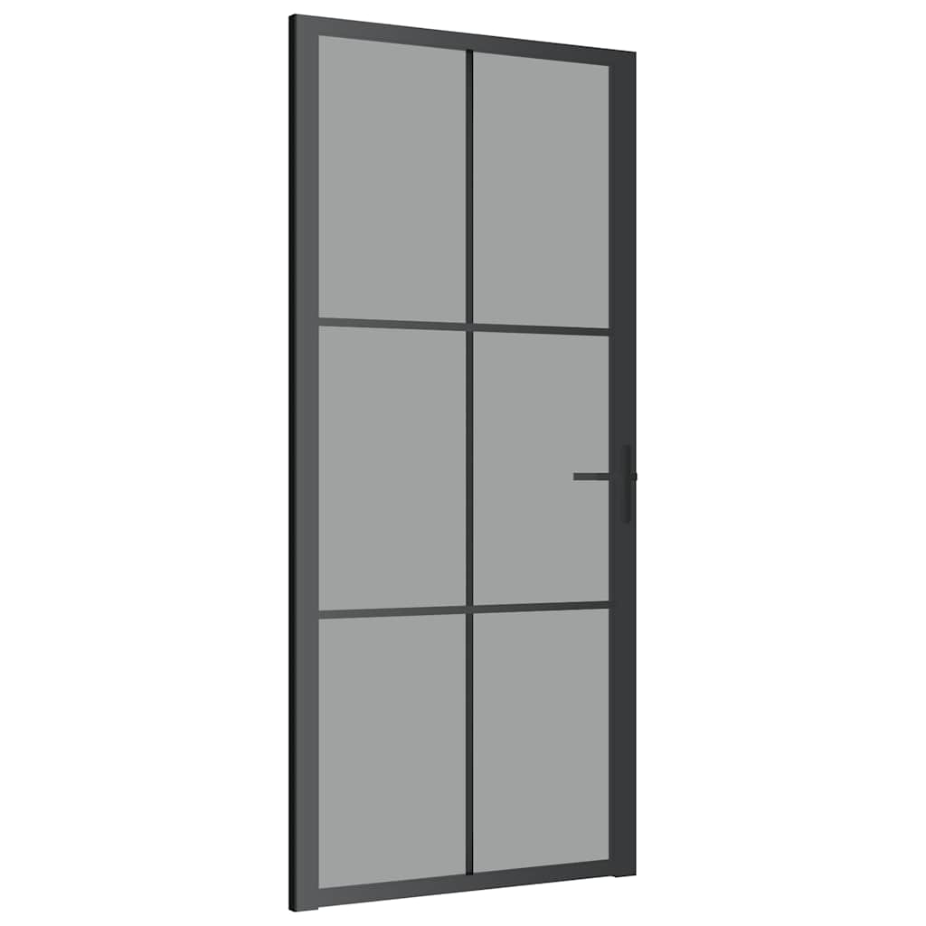 vidaXL Drzwi wewnętrzne, 93x201,5 cm, czarne, szkło ESG i aluminium