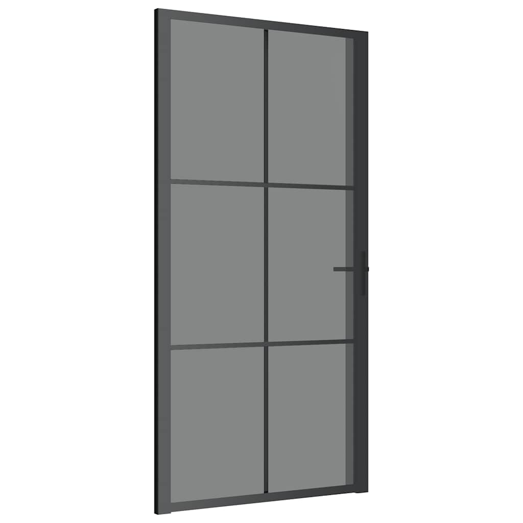 vidaXL Drzwi wewnętrzne, 102,5x201,5 cm, czarne, szkło ESG i aluminium