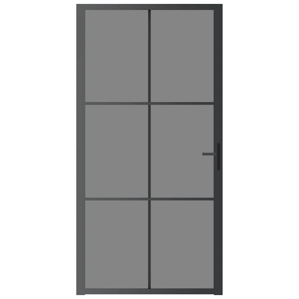 vidaXL Drzwi wewnętrzne, 102,5x201,5 cm, czarne, szkło ESG i aluminium