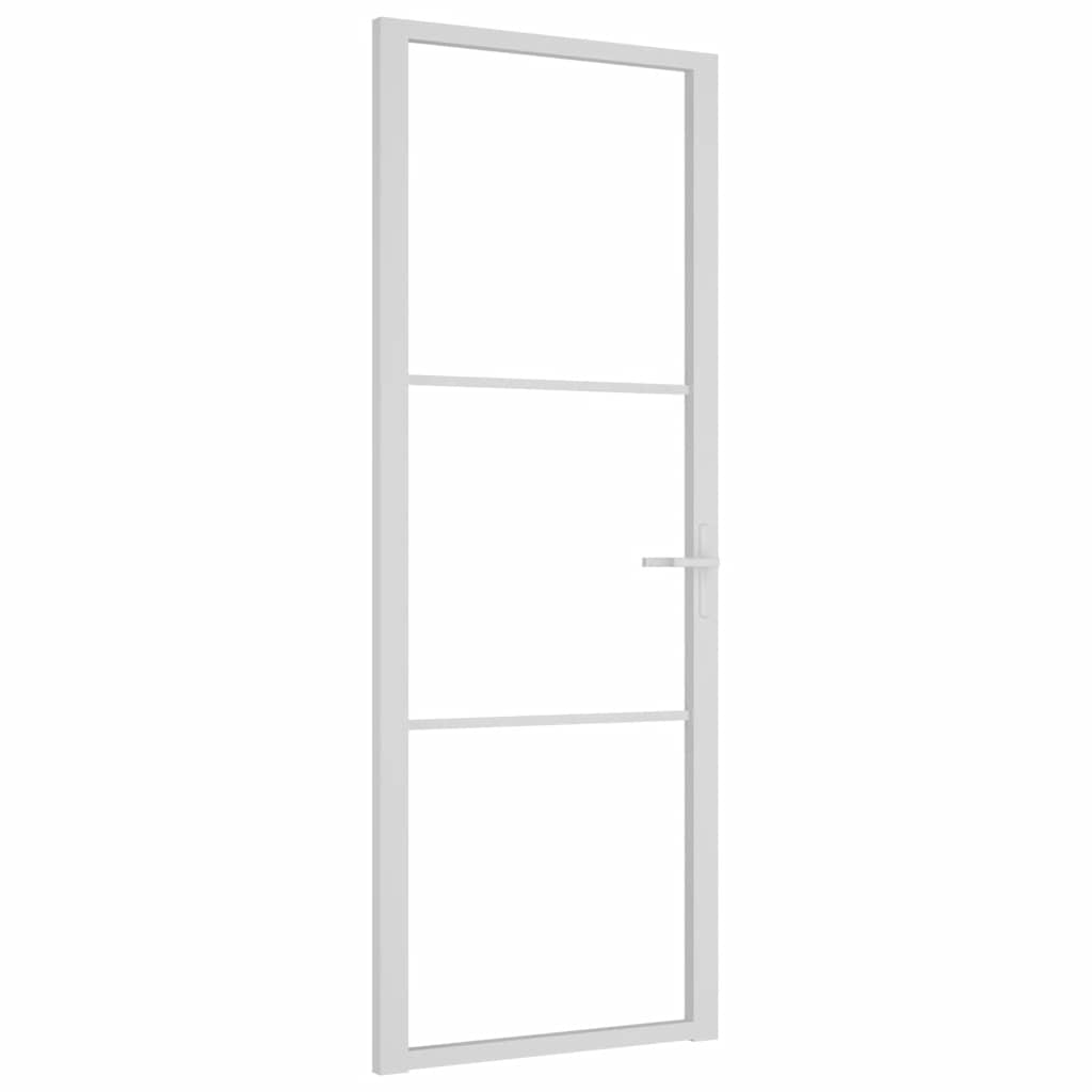 vidaXL Drzwi wewnętrzne, 76x201,5 cm, białe, szkło ESG i aluminium