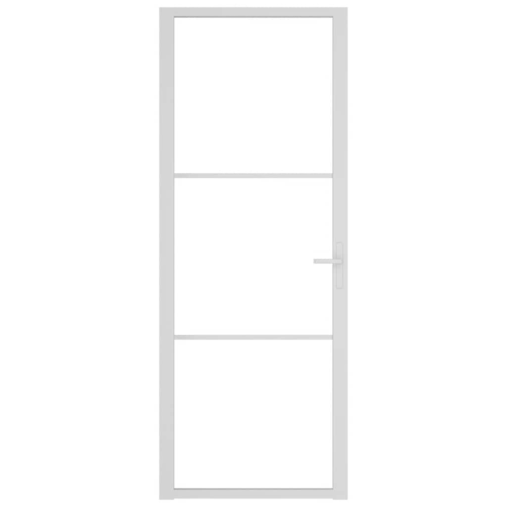 vidaXL Drzwi wewnętrzne, 76x201,5 cm, białe, szkło ESG i aluminium
