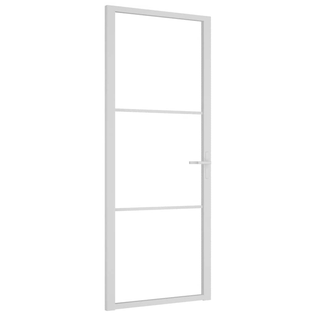 vidaXL Drzwi wewnętrzne, 83x201,5 cm, białe, szkło ESG i aluminium