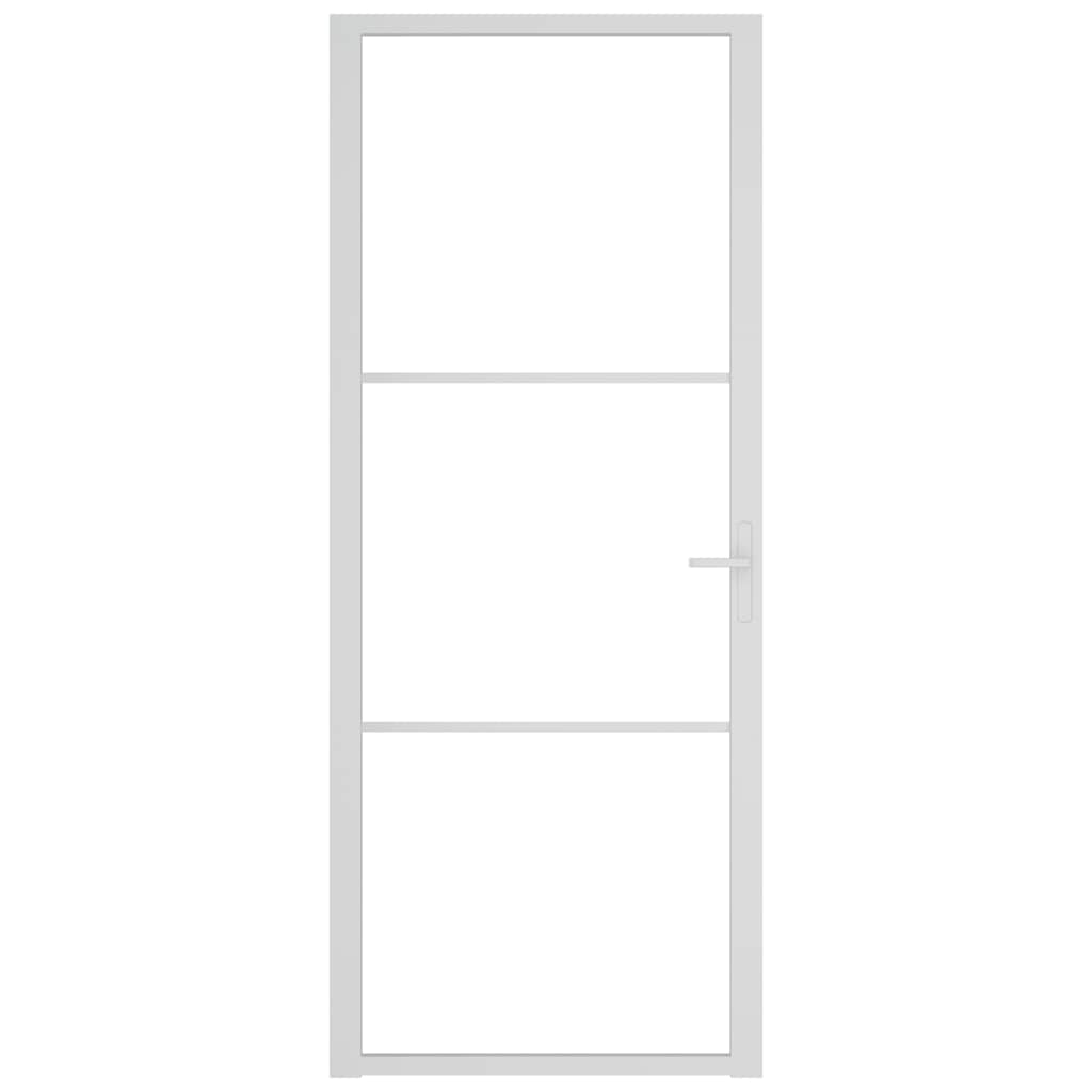 vidaXL Drzwi wewnętrzne, 83x201,5 cm, białe, szkło ESG i aluminium
