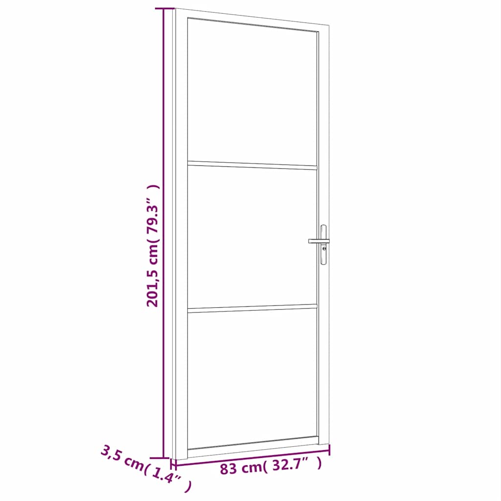 vidaXL Drzwi wewnętrzne, 83x201,5 cm, białe, szkło ESG i aluminium