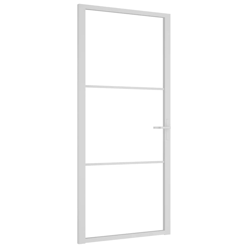 vidaXL Drzwi wewnętrzne, 93x201,5 cm, białe, szkło ESG i aluminium
