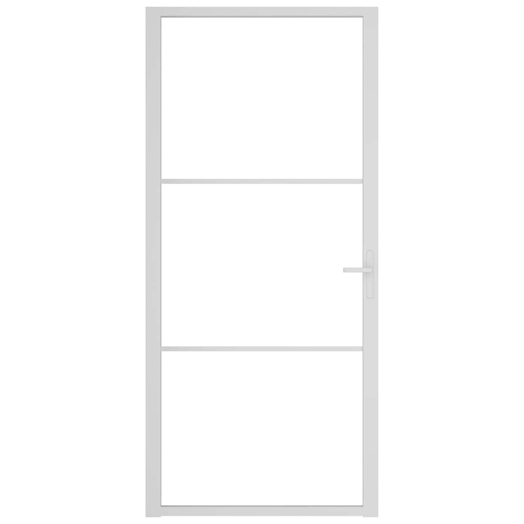 vidaXL Drzwi wewnętrzne, 93x201,5 cm, białe, szkło ESG i aluminium