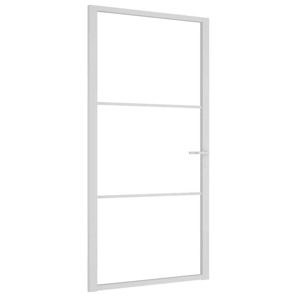 vidaXL Drzwi wewnętrzne, 102,5x201,5 cm, białe, szkło ESG i aluminium