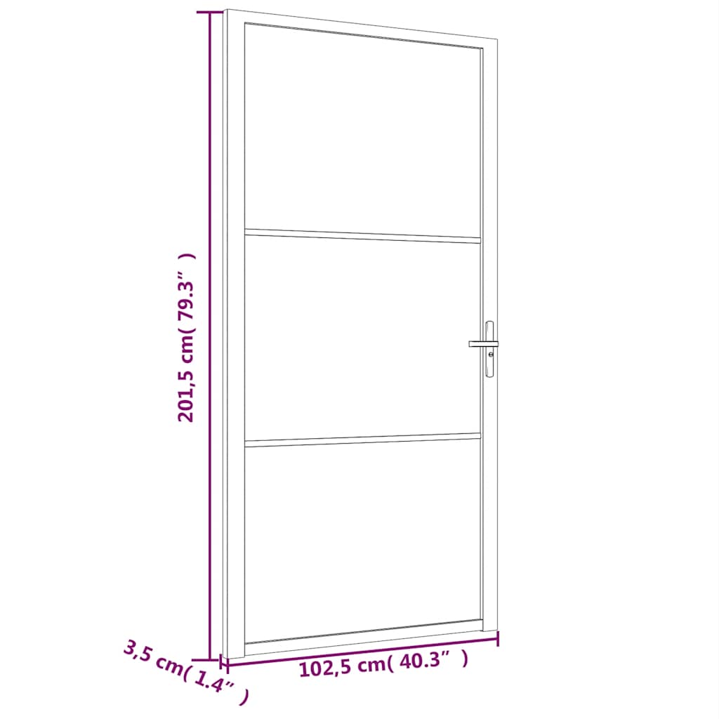 vidaXL Drzwi wewnętrzne, 102,5x201,5 cm, białe, szkło ESG i aluminium
