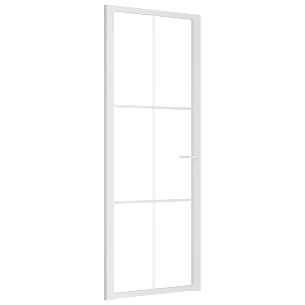vidaXL Drzwi wewnętrzne, 76x201,5 cm, białe, szkło ESG i aluminium