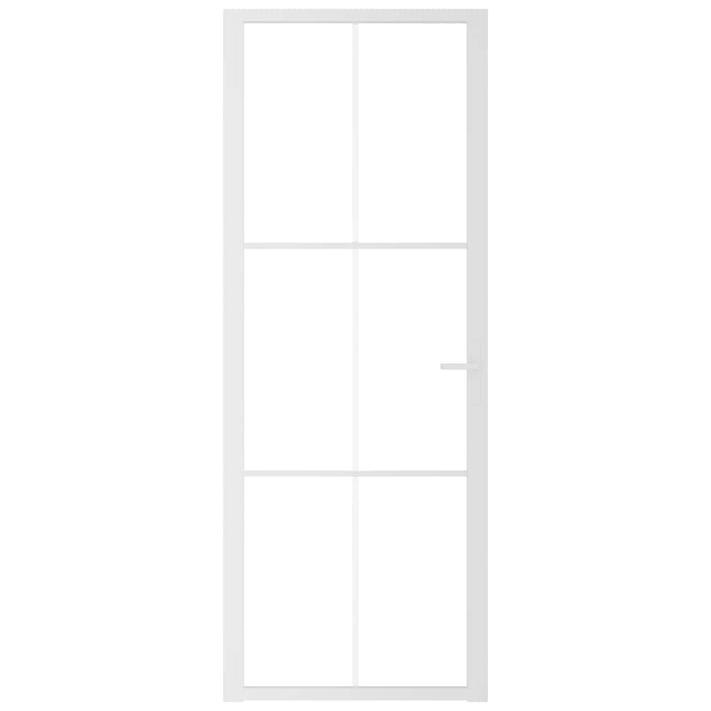 vidaXL Drzwi wewnętrzne, 76x201,5 cm, białe, szkło ESG i aluminium