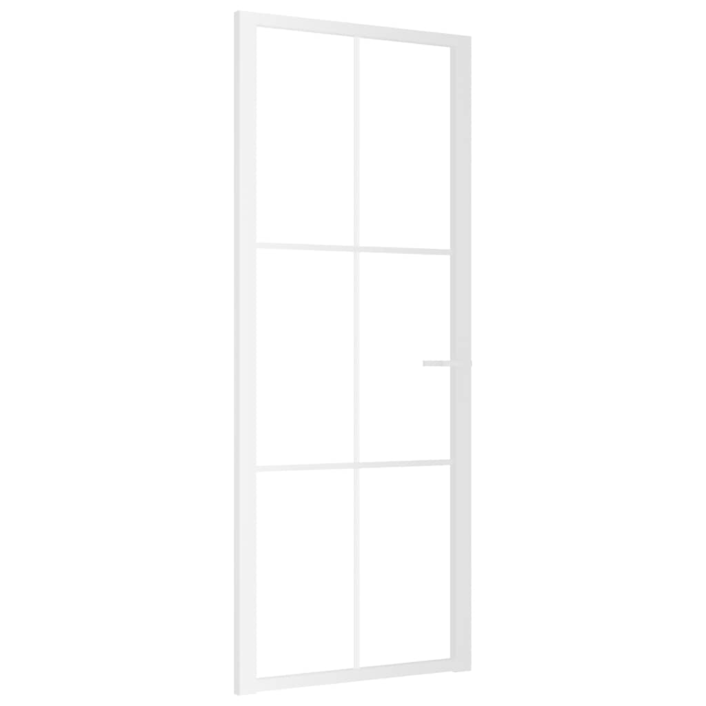 vidaXL Drzwi wewnętrzne, 83x201,5 cm, białe, szkło ESG i aluminium