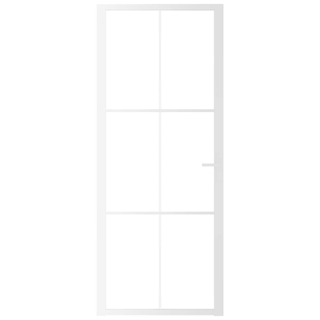 vidaXL Drzwi wewnętrzne, 83x201,5 cm, białe, szkło ESG i aluminium