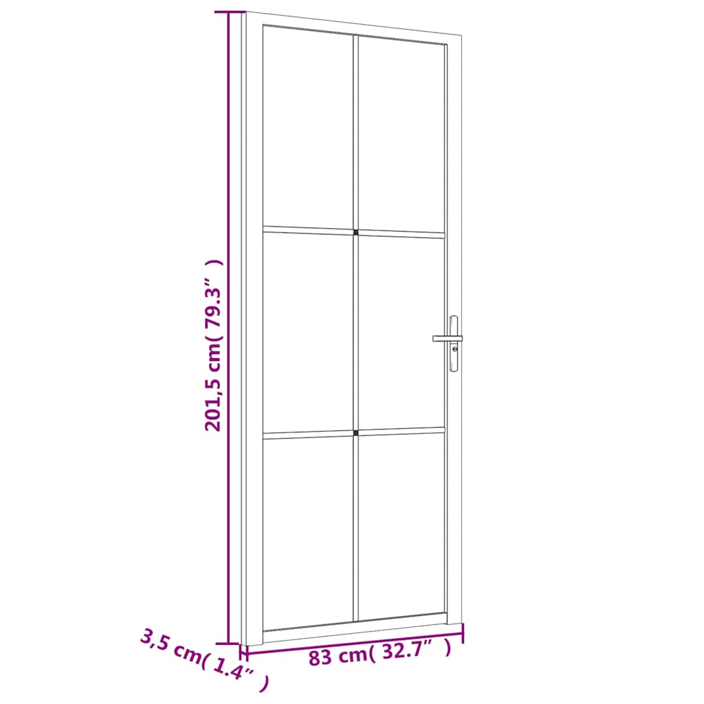 vidaXL Drzwi wewnętrzne, 83x201,5 cm, białe, szkło ESG i aluminium