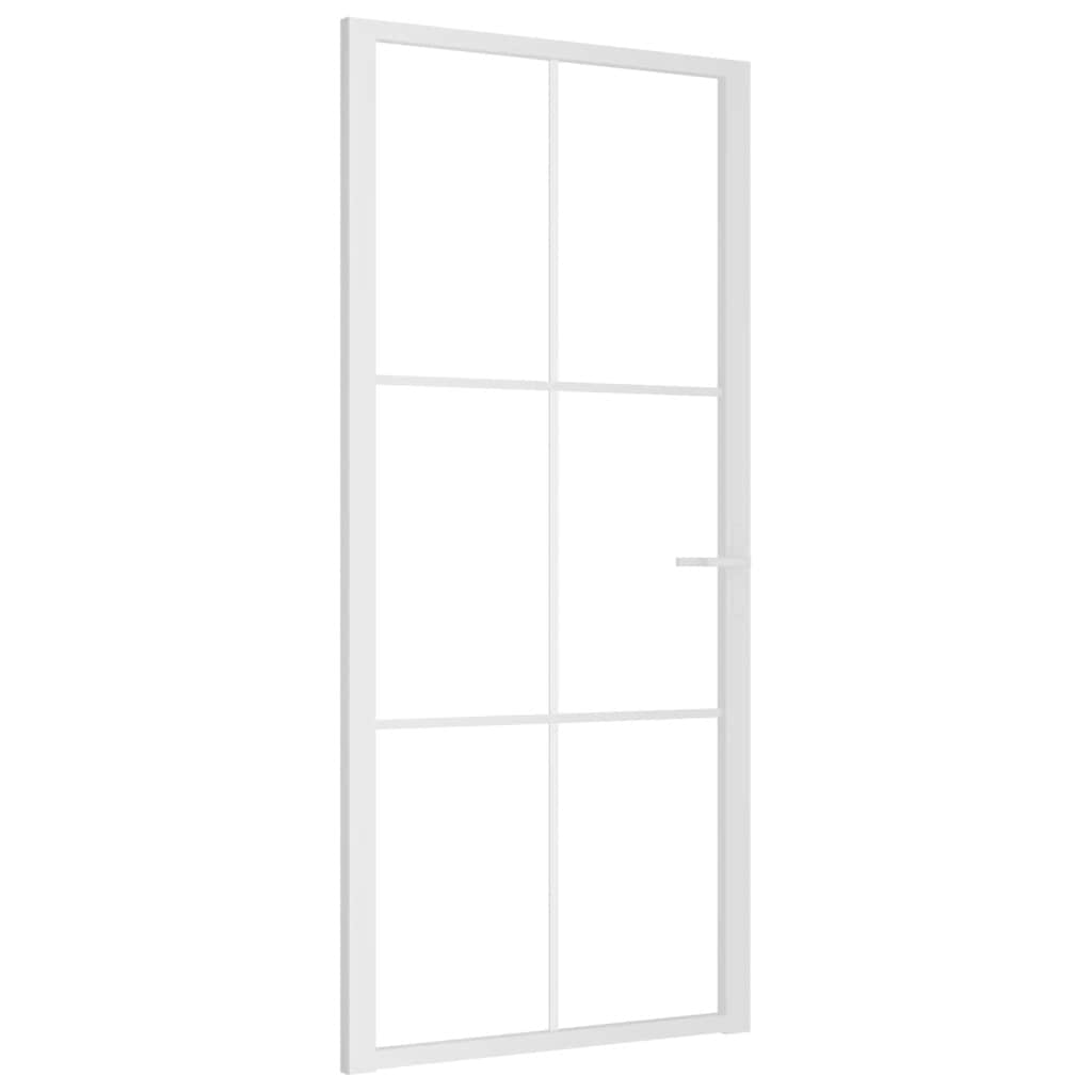 vidaXL Drzwi wewnętrzne, 93x201,5 cm, białe, szkło ESG i aluminium