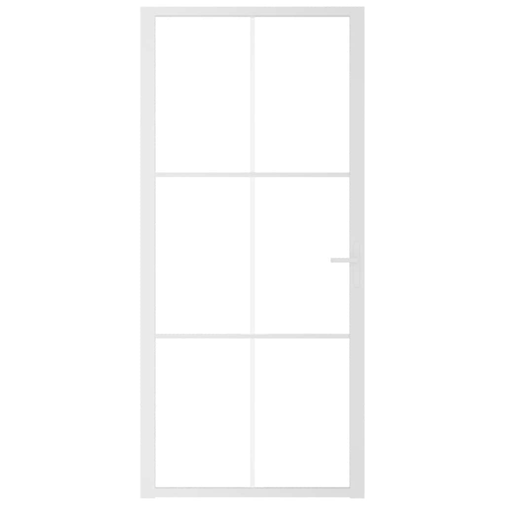 vidaXL Drzwi wewnętrzne, 93x201,5 cm, białe, szkło ESG i aluminium