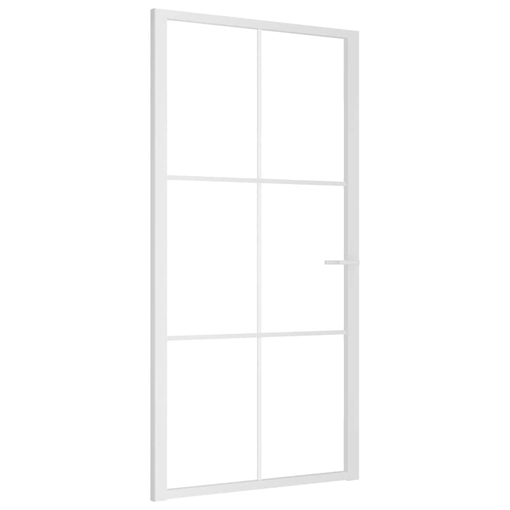 vidaXL Drzwi wewnętrzne, 102,5x201,5 cm, białe, szkło ESG i aluminium