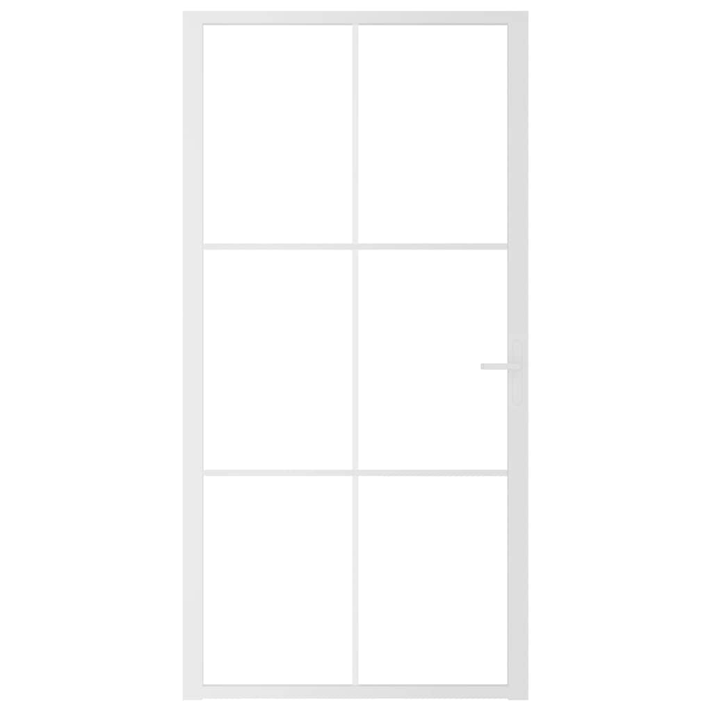 vidaXL Drzwi wewnętrzne, 102,5x201,5 cm, białe, szkło ESG i aluminium