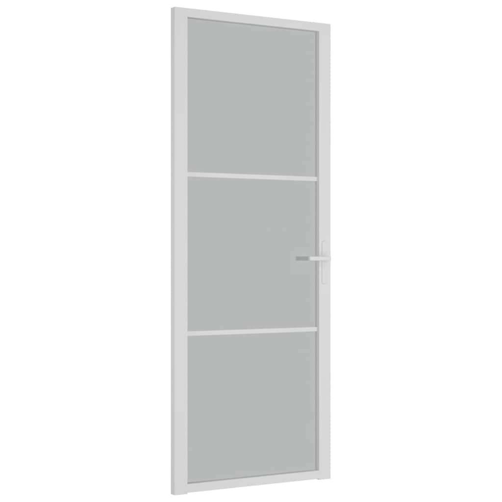 vidaXL Drzwi wewnętrzne, 76x201,5 cm, białe, matowe szkło i aluminium