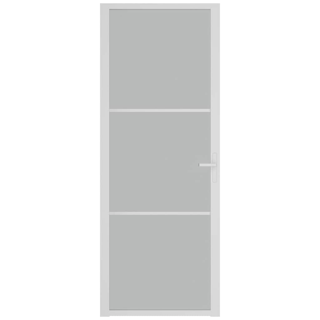 vidaXL Drzwi wewnętrzne, 76x201,5 cm, białe, matowe szkło i aluminium