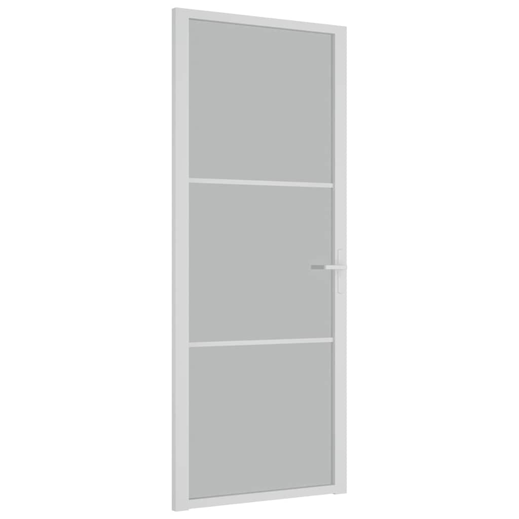 vidaXL Drzwi wewnętrzne, 83x201,5 cm, białe, matowe szkło i aluminium