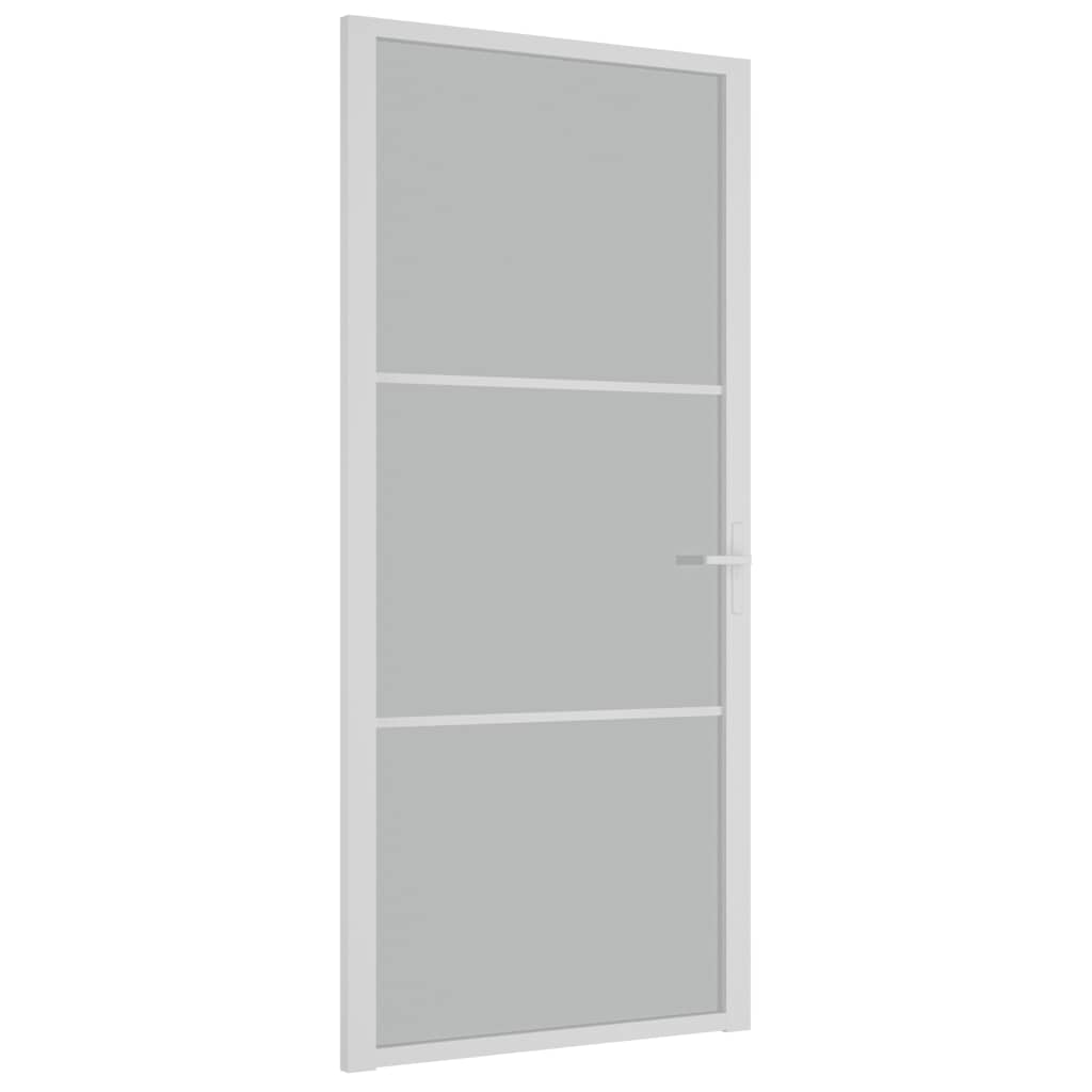 vidaXL Drzwi wewnętrzne, 93x201,5 cm, białe, matowe szkło i aluminium