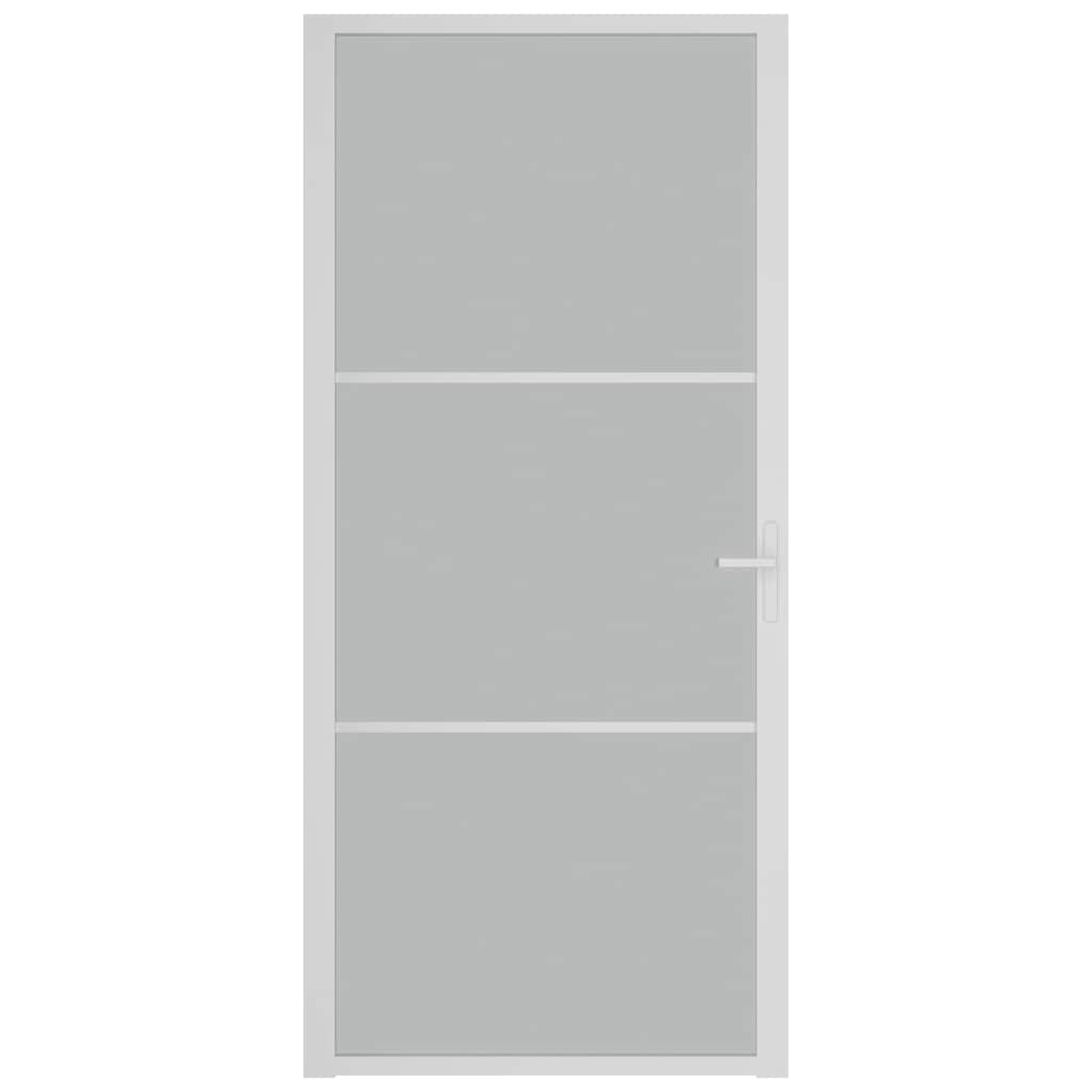 vidaXL Drzwi wewnętrzne, 93x201,5 cm, białe, matowe szkło i aluminium