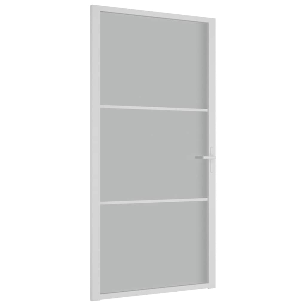 vidaXL Drzwi wewnętrzne, 102,5x201,5 cm, białe, szkło mat i aluminium