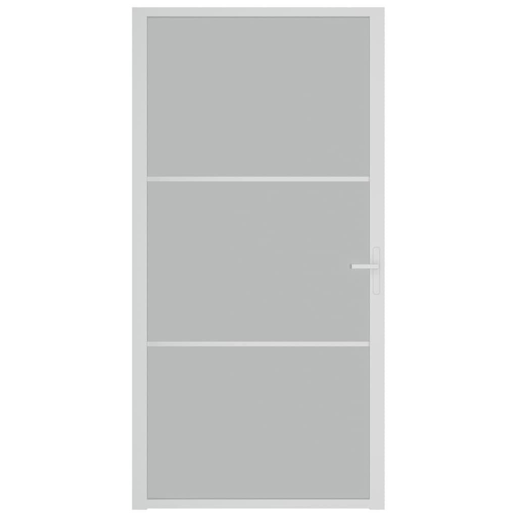 vidaXL Drzwi wewnętrzne, 102,5x201,5 cm, białe, szkło mat i aluminium