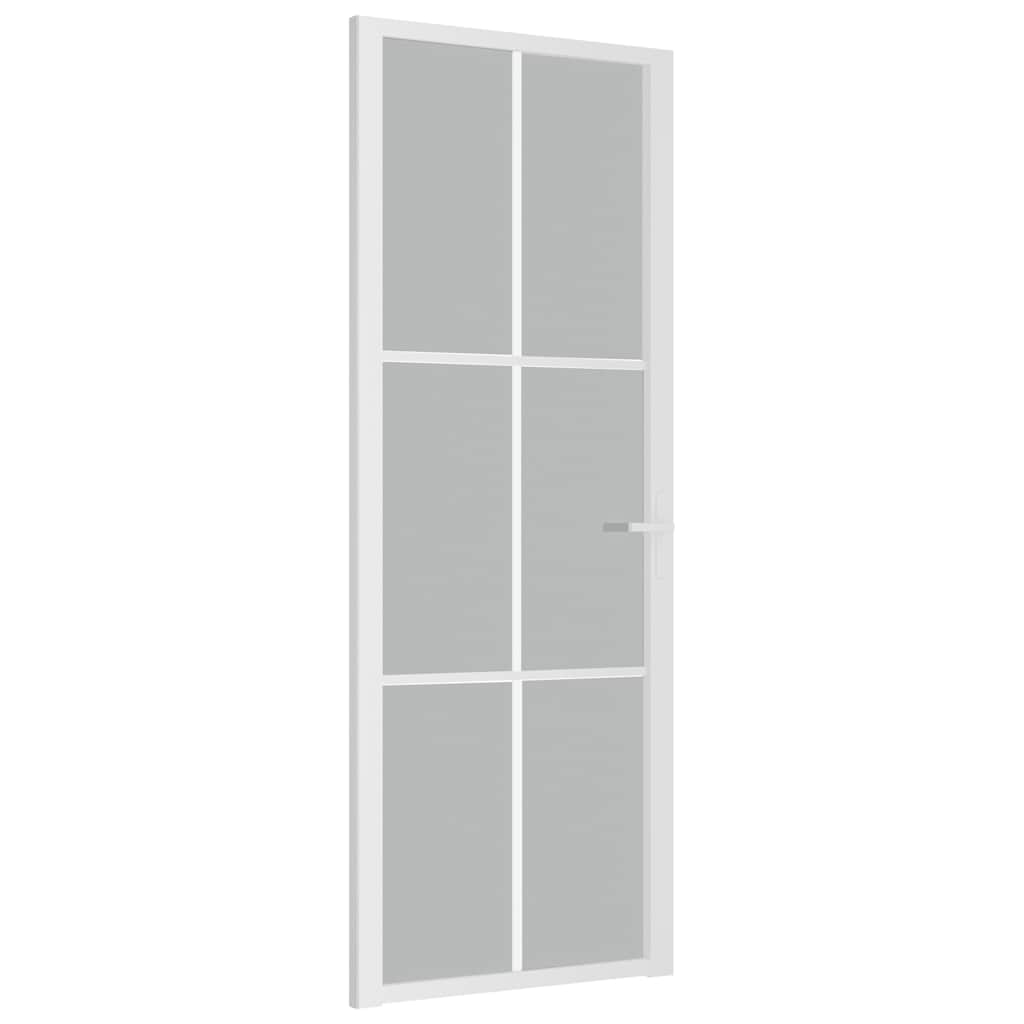 vidaXL Drzwi wewnętrzne, 76x201,5 cm, białe, matowe szkło i aluminium
