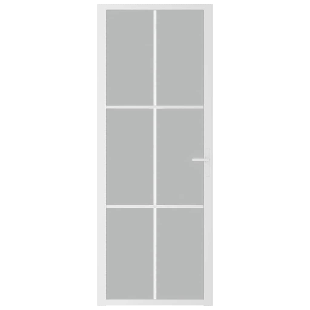 vidaXL Drzwi wewnętrzne, 76x201,5 cm, białe, matowe szkło i aluminium
