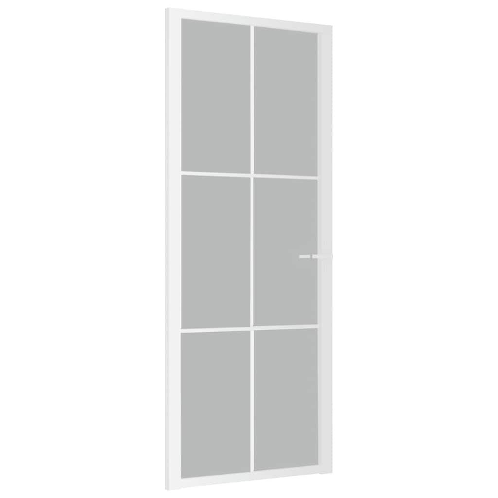 vidaXL Drzwi wewnętrzne, 83x201,5 cm, białe, matowe szkło i aluminium