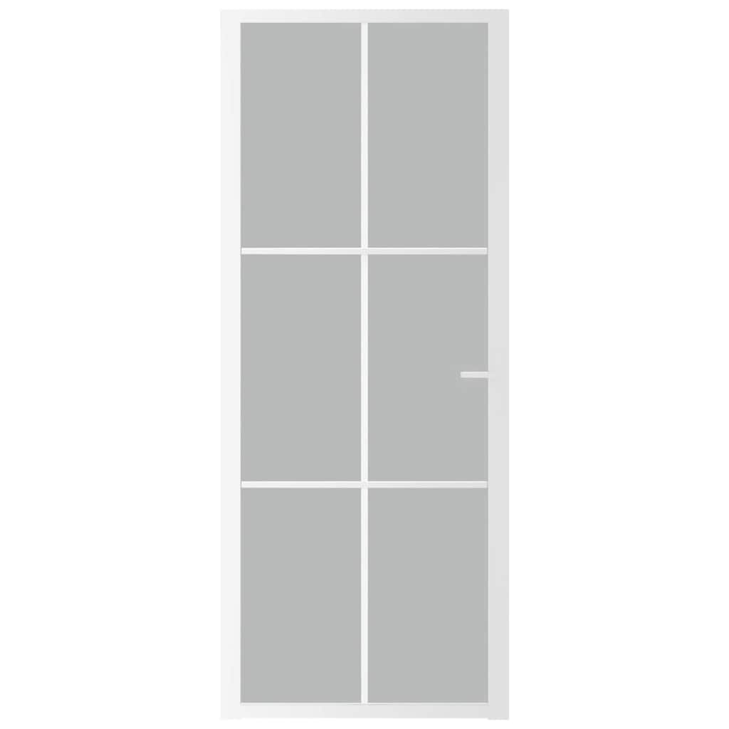 vidaXL Drzwi wewnętrzne, 83x201,5 cm, białe, matowe szkło i aluminium