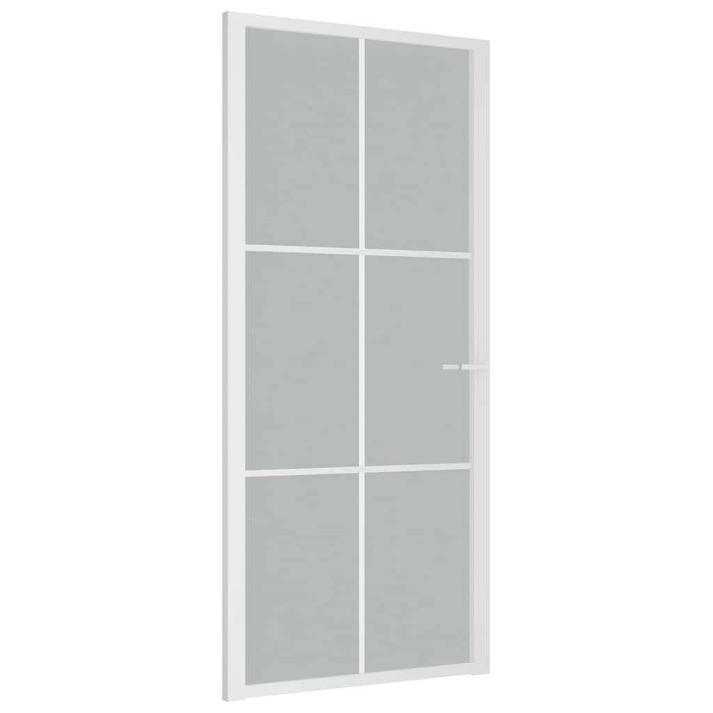 vidaXL Drzwi wewnętrzne, 93x201,5 cm, białe, matowe szkło i aluminium