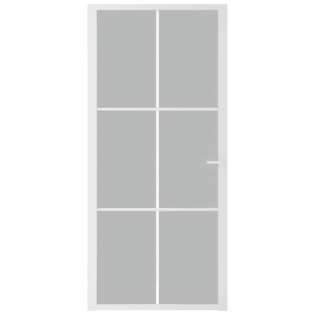 vidaXL Drzwi wewnętrzne, 93x201,5 cm, białe, matowe szkło i aluminium