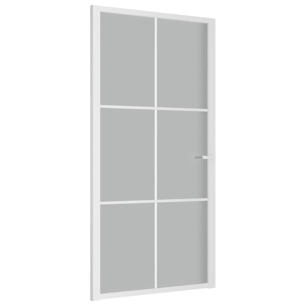 vidaXL Drzwi wewnętrzne, 102,5x201,5 cm, białe, szkło mat i aluminium