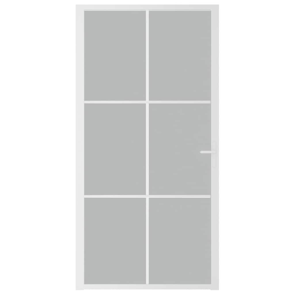 vidaXL Drzwi wewnętrzne, 102,5x201,5 cm, białe, szkło mat i aluminium