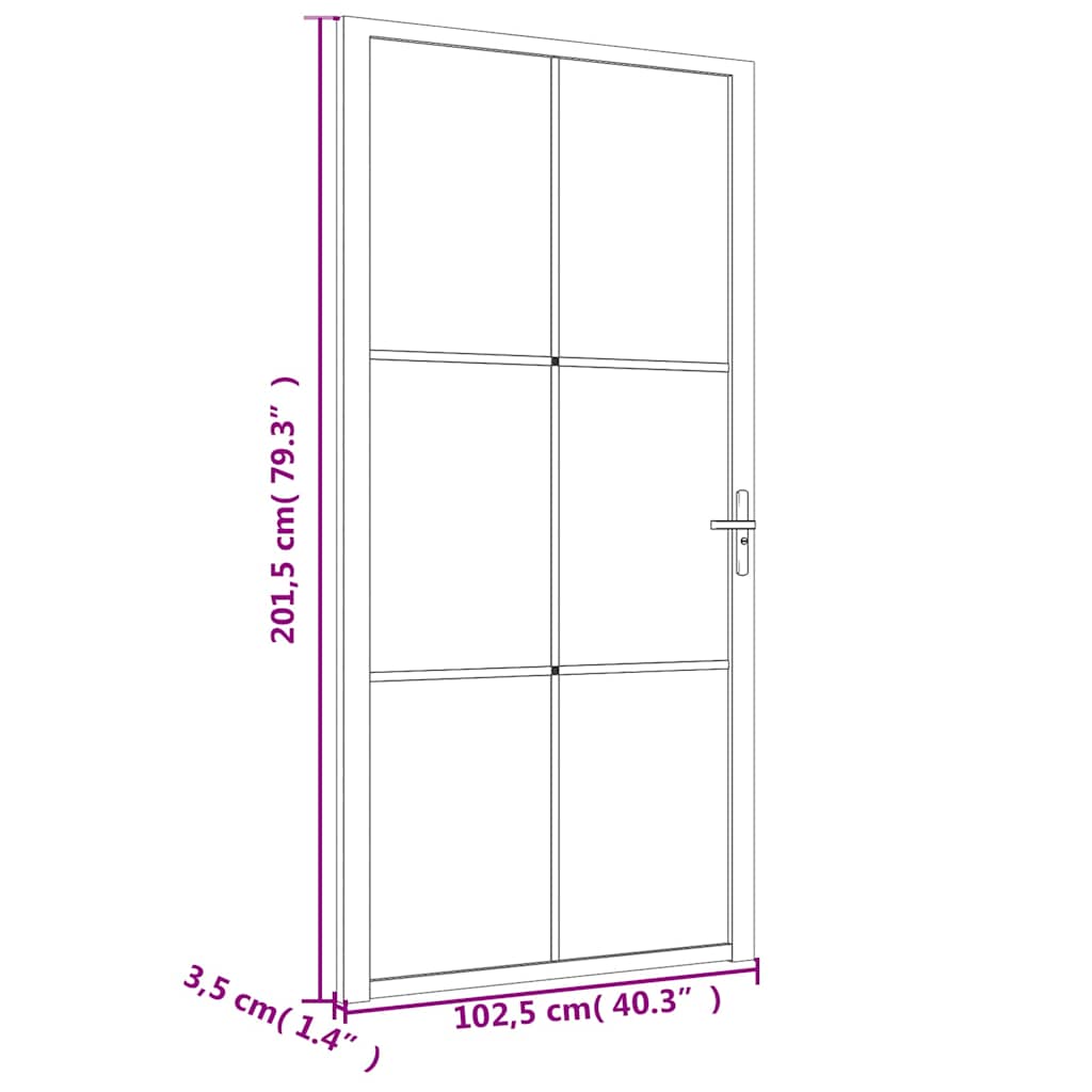vidaXL Drzwi wewnętrzne, 102,5x201,5 cm, białe, szkło mat i aluminium