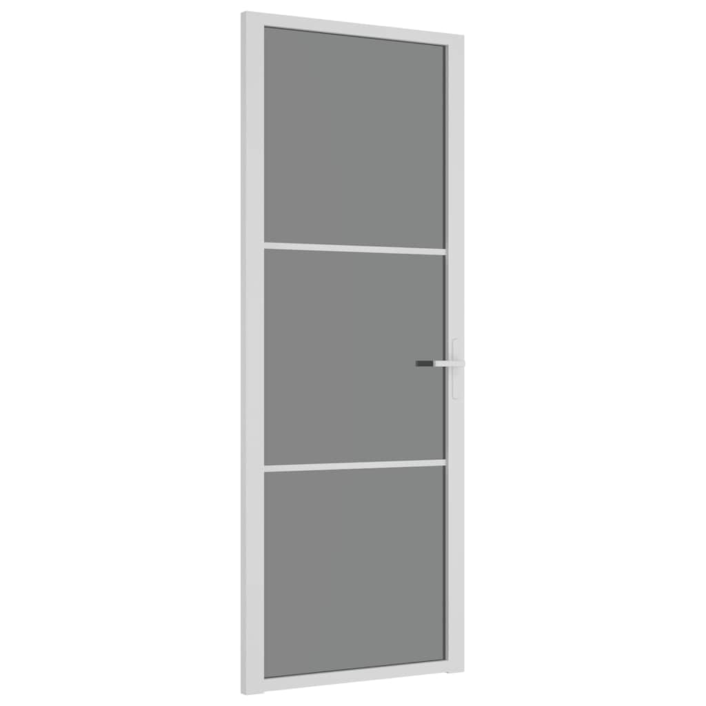 vidaXL Drzwi wewnętrzne, 76x201,5 cm, białe, szkło ESG i aluminium