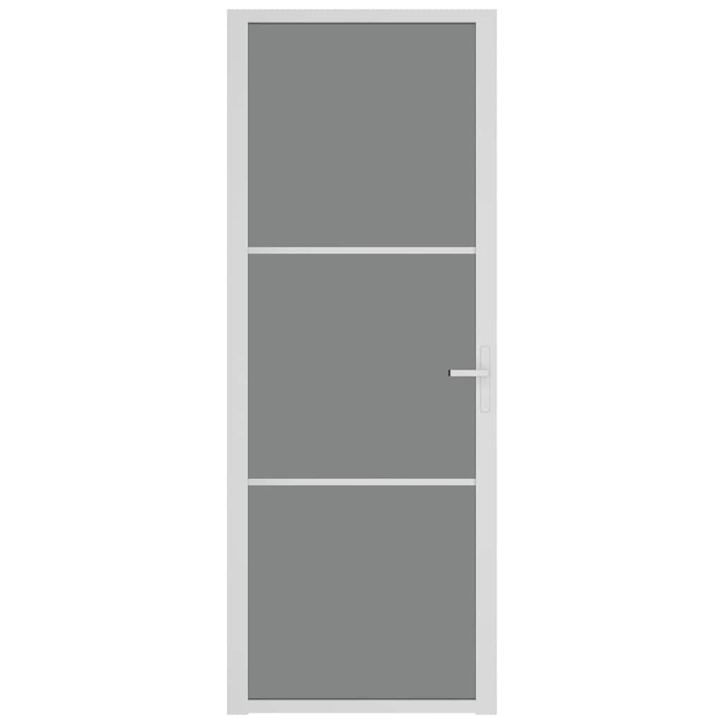 vidaXL Drzwi wewnętrzne, 76x201,5 cm, białe, szkło ESG i aluminium
